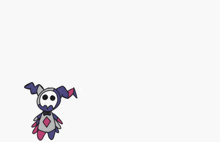 a cartoon drawing of a joker with a skull on his head