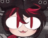 a close up of a cartoon character wearing glasses and a hat .