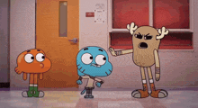gumball darwin and perry from the amazing world of gumball are standing in front of a door
