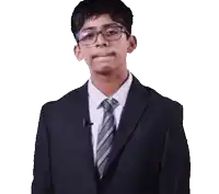 a man in a suit and tie is wearing a blue sleep cap