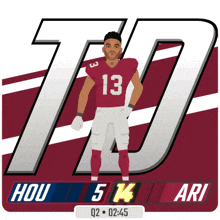 a football player wearing a jersey with the number 13