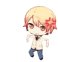 a cartoon of a boy with red hair and a flower on his head