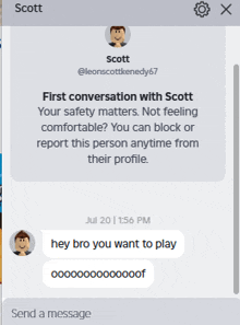 a screenshot of a conversation between scott and leon