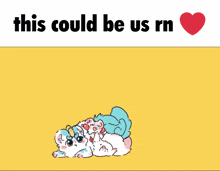 a drawing of a cat and a hamster with the words this could be us rn above them