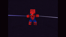 a close up of a red and black pixelated face