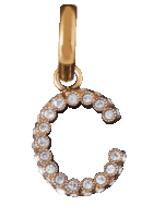 a pendant in the shape of the letter c with diamonds around it
