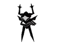 a black and white drawing of a frog with its arms outstretched .