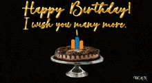 a happy birthday card with a chocolate cake and candles