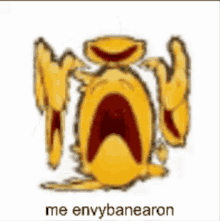a cartoon of a crying smiley face with the words `` me envybanearon '' written underneath it .