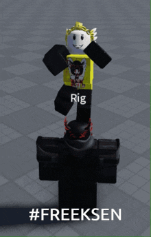 a picture of a roblox character with the hashtag #freeksen on the bottom