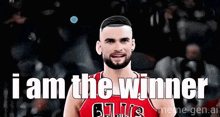a basketball player with the words i am the winner