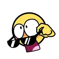 a cartoon smiley face is wearing sunglasses and making a funny face with its mouth open .