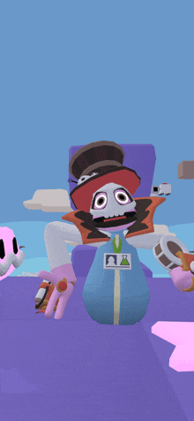 a cartoon character with a name tag that says a.a.