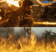 a ramcharan gifs shows a man in a fire