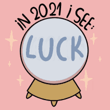 a crystal ball with the words in 2021 i see health written inside of it