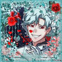 a picture of a man with a heart in his mouth and the words " i love you " on the bottom