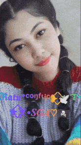 a picture of a girl with a skull and crossbones on her sweater