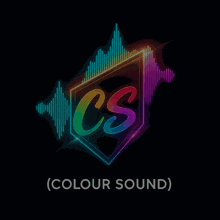 a colorful logo that says cs ( colour sound ) on a black background