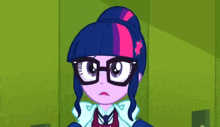 twilight sparkle from my little pony is wearing glasses and a tie