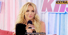 Talking About My Favorite Food GIF - Britneyspears Potatochips GIFs