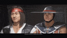 a screenshot of a video game shows kung lao and liu kang