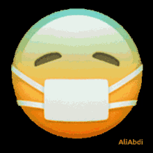 an animated smiley face wearing a mask with the name aliabdi on the bottom