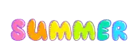 the word summer is written in colorful letters