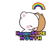 a happy pride month greeting card with two bears