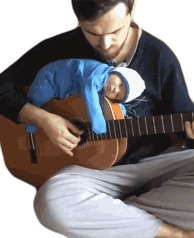Playing Guitar Acoustic Guitar Sticker - Playing Guitar Acoustic Guitar Baby Stickers