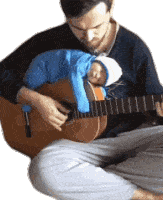Playing Guitar Acoustic Guitar Sticker - Playing Guitar Acoustic Guitar Baby Stickers
