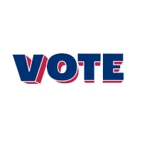 the word vote that is blue and red