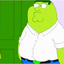 peter griffin from family guy is standing in front of a door