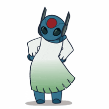 a cartoon drawing of a robot wearing headphones and a dress