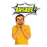 a cartoon of a man with glasses and a speech bubble that says ' an sabe '