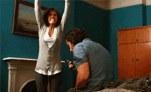 Mitchell Mitchell And Annie GIF - Mitchell Mitchell And Annie Celebrating Kicking Vampires Butts GIFs