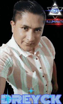 a man in a striped shirt with the name dreycik