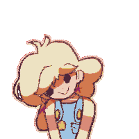 a pixel art drawing of a girl with a blue dress