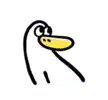 a cartoon duck with a long neck and yellow beak .