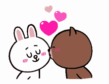 love kiss couple brown and cony cheek