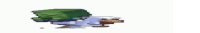 a pixel art of a chicken carrying a zombie .