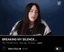 a screenshot of billie eilish 's breaking my silence video