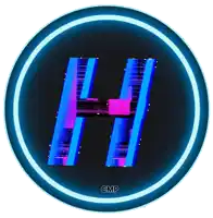 a blue and purple letter h in a circle with cmp on the bottom