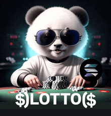 a panda bear wearing sunglasses is playing a game of lottery