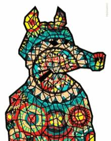pig silhouette abstract cubism trippy contemporary art
