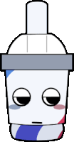 a cartoon drawing of a cup with a sad face on it
