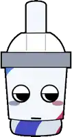 a cartoon drawing of a cup with a sad face on it