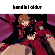 a cartoon of a man and a woman with the word kendini on the bottom