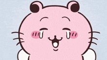 a cartoon drawing of a person 's face with a pink tongue sticking out