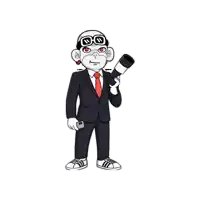 a cartoon monkey in a suit holding a telescope