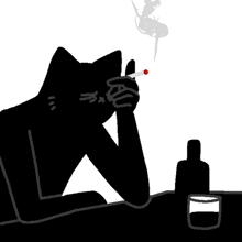 a drawing of a cat smoking a cigarette